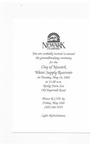 Invitation to Newark Reservoir Groundbreaking  May 14, 2002